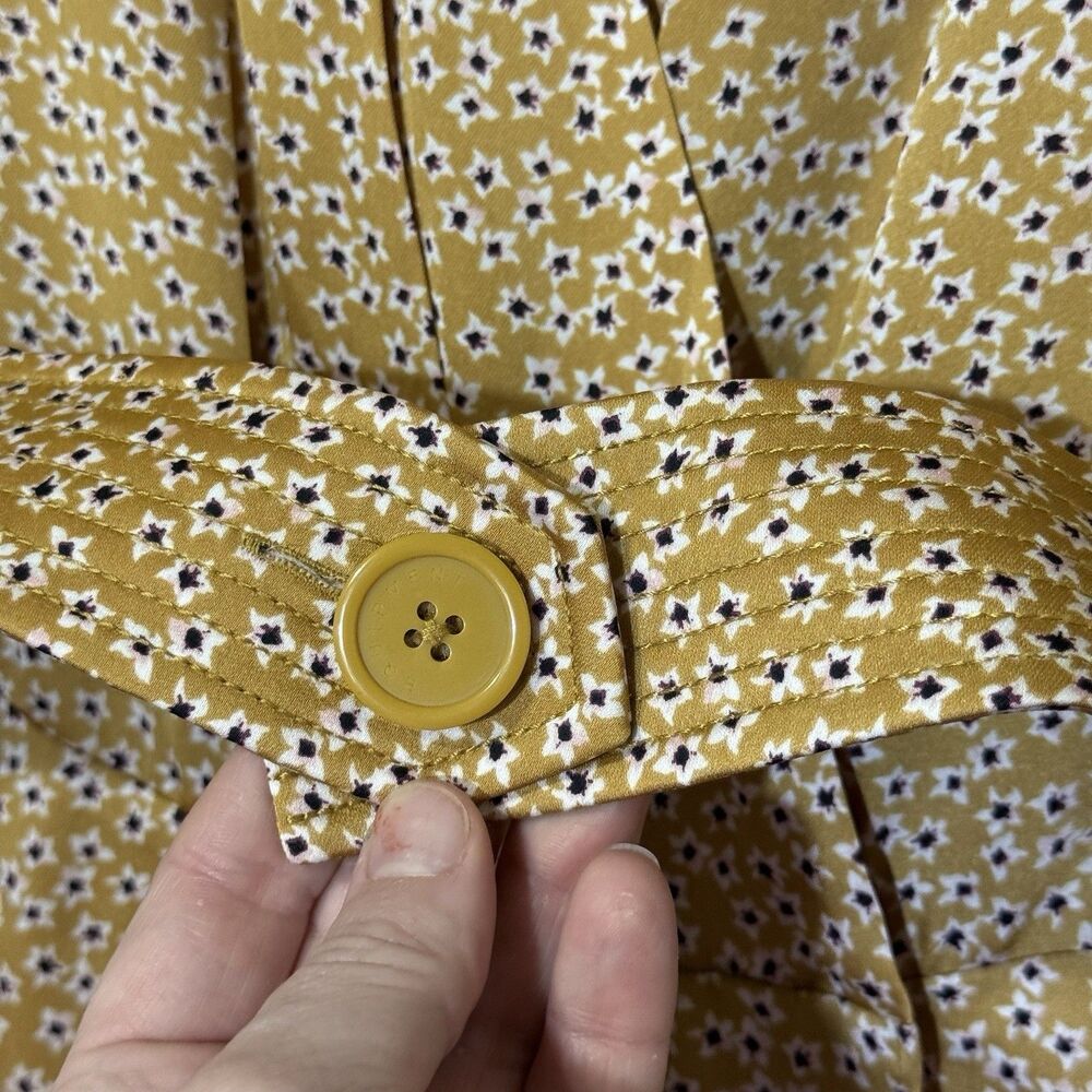 Equipment Femme Long Sleeve Yellow Floral Belted Fanetta Chic Wrap Dress Size 2 - Picture 7 of 14